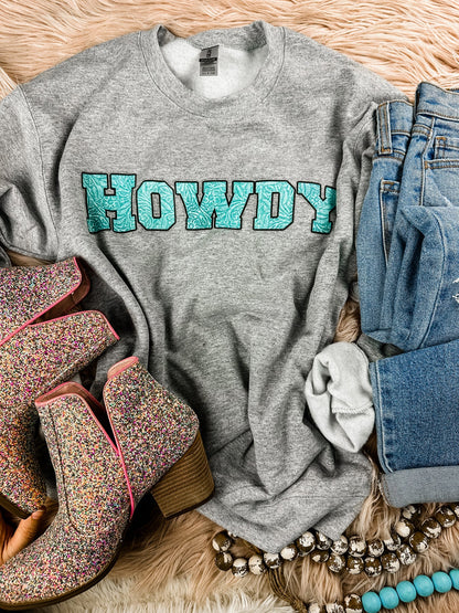 Unisex Vintage Western Cowboy Howdy Impreso Crew-Neck Retro Moda Suelta Sudadera de manga larga