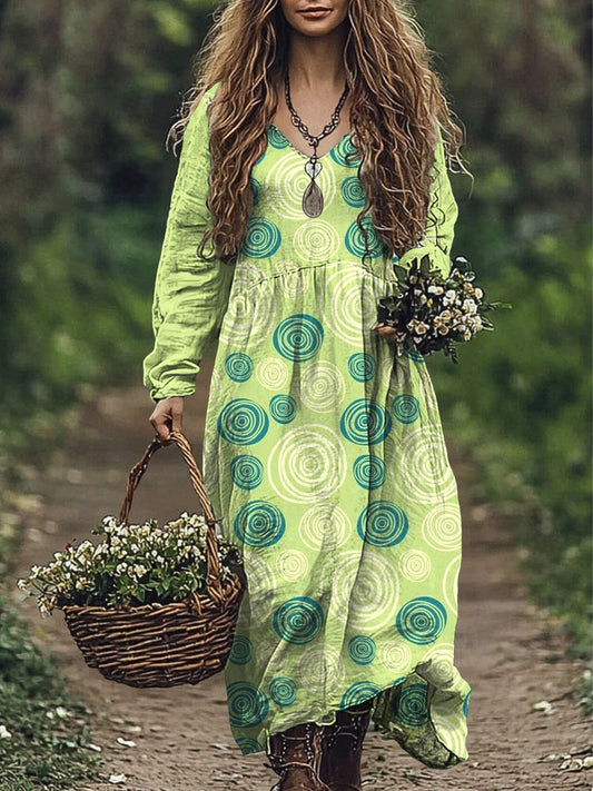 Vestido de algodón estampado de arte floral fresco encantador de la vendimia de las mujeres