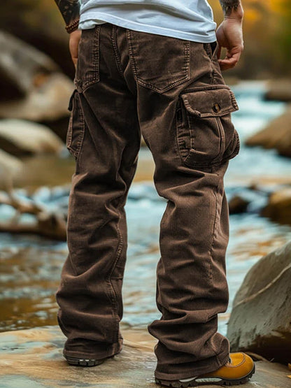 Multi-bolsillo de los hombres de algodón al aire libre americano overoles pantalones casuales