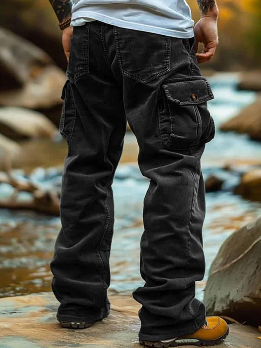 Multi-bolsillo de los hombres de algodón al aire libre americano overoles pantalones casuales