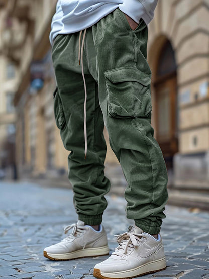 Multi-bolsillo de los hombres de algodón al aire libre americano overoles pantalones casuales